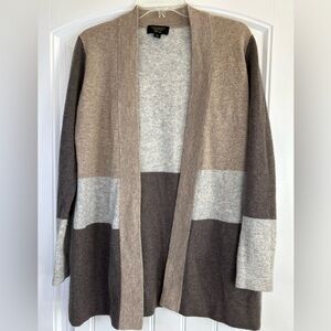 Charter Club Luxury 100% Cashmere Open Front Cardigan Color Block Soft Size XS